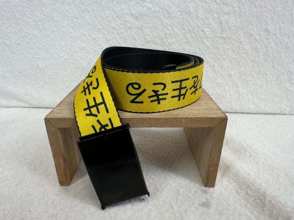 Zumiez Buckle Down Kanji Yellow and Black Web Belt SZ 37